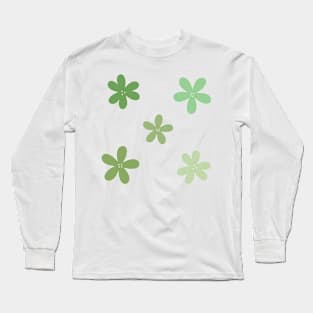 Modern Minimal Abstract Flowers - spring greens Long Sleeve T-Shirt